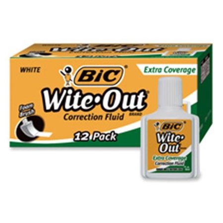 BIC Bic Corporation BICWOFEC12WE Correction Fluid- Extra Coverage Formula- 20ml- White WOFEC12 WHI